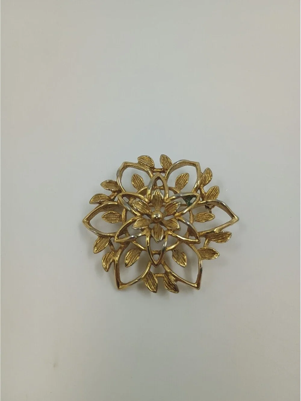Vintage Napier Gold Tone Floral Brooch Pin
